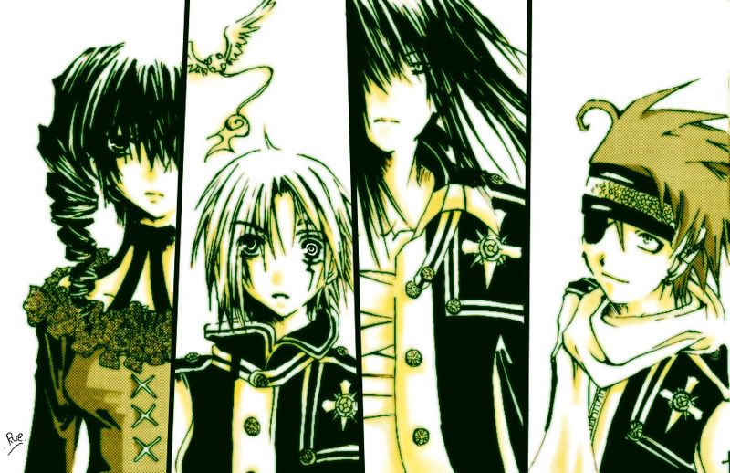 Exorcist_by_PlainPaper.jpg Rinali, Allen, Kanda, Rabi (D.Gray-Man) image by Clockxwork