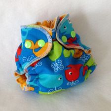 Newborn Fitted Diaper in 'A Whale of a Tale' - 1 cent shipping!