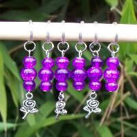 Purple Rose Garden<br>Stitch Markers<br>Set of 6<br>Free Drawing