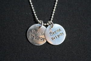Handstamped Silver Disc Necklace  *custom personalization*