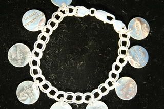 Custom Personalized Silver Disc Charm Bracelet  *free holiday shipping*