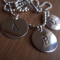 Handstamped Silver Edison Disc Necklace  *custom initial*