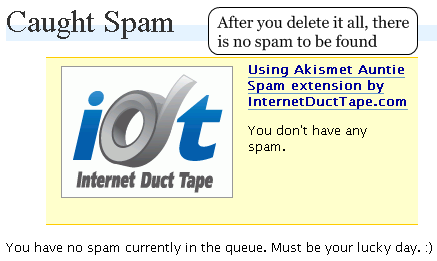 all spam deleted -- no spam found