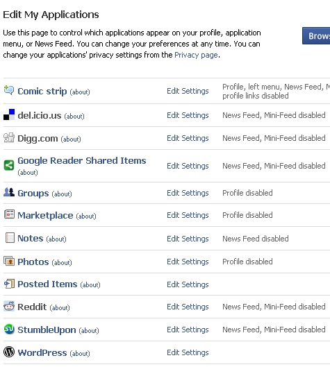application for facebook. facebook application privacy levels