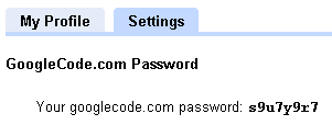 Google Code Password form