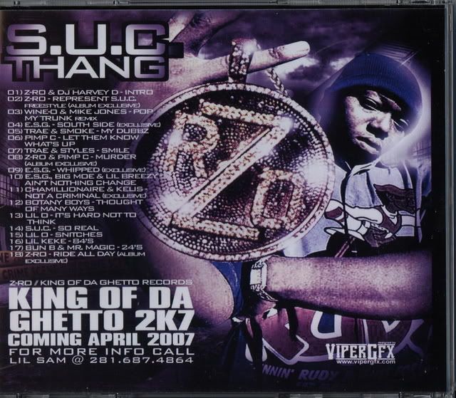 VA DJ Harvey D   S U C  Thang (Z ro exclusives)  (Bootleg 2007) preview 1