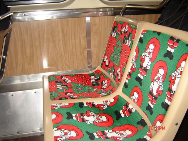 Even the upholstery is Christmassed up!