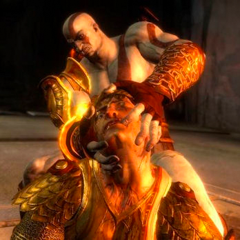 Kratos Kratos sliter huvet av sin fiende