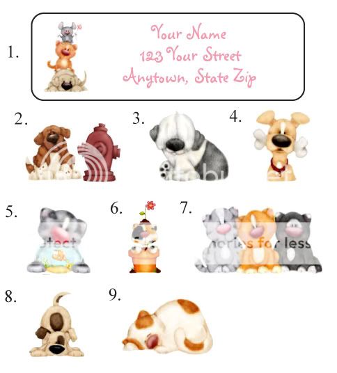 Personalized Fluffy Adorable CATS & DOGS Address Labels  